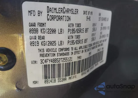 2002 Chrysler Pt Cruiser из США, поврежденный, VIN 3C4FY48B52T255121